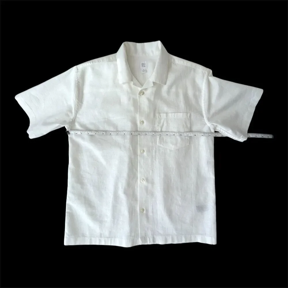 NWOT GAP Kids Boys White Linen Cotton Button-Up Vacay Shirt XXL 14-16 887399